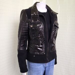 Y2K Retro ROCAWEAR Moto Style Jacket w/Mixed Fabrics, Ruching in Black Women's M